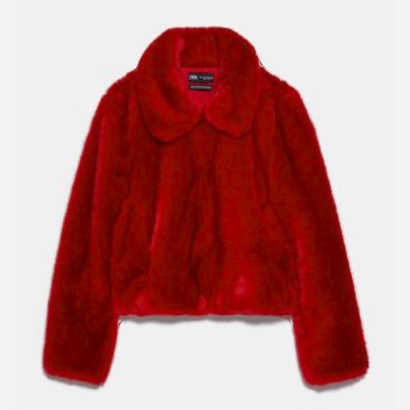 Zara faux red fur jacket - Picture 6 of 6
